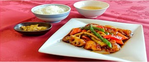 鶏と野菜の黒甘酢あんかけ
