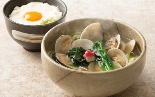 蛤うどんと月見とろろ丼